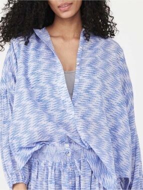 Free People Blooms for You Sleep Shirt Blue Sky